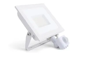 Integral ILFLE044 Compact Slim Floodlight PIR 50W 5000Lm 4000K 120 Beam 100Lm/W IP65 IK08 White