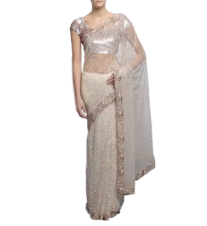 Ivory color designer saree with sequin work