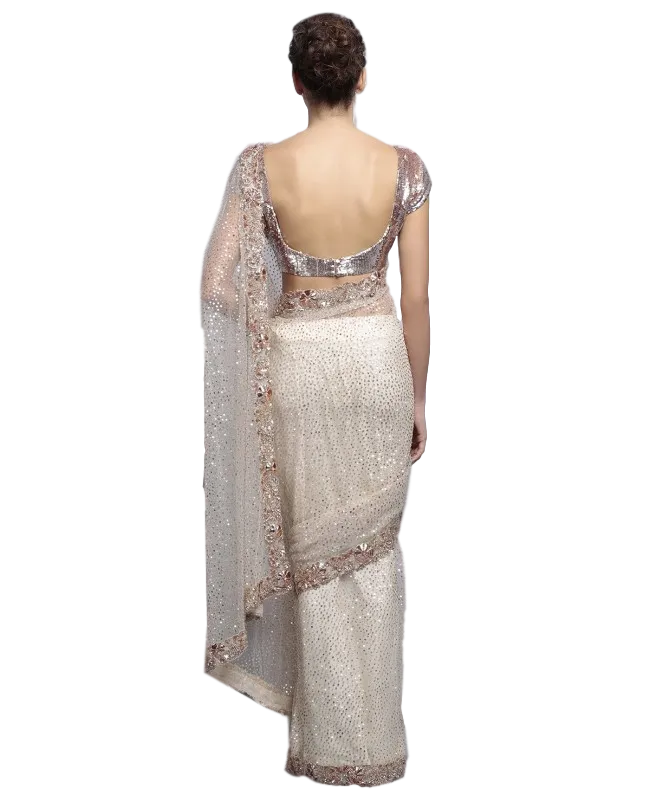 Ivory color designer saree with sequin work