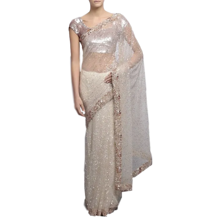 Ivory color designer saree with sequin work
