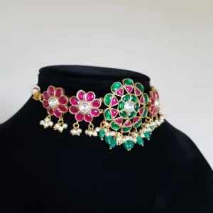 Jadau Kundan Multi Flower Design Choker JV1