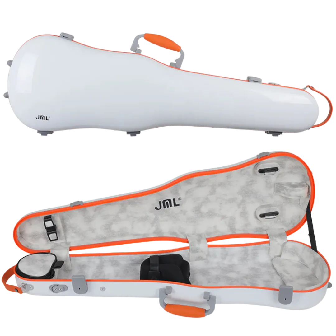 JML Carbon Fibre 1.5 Shaped Violin Case White with Orange 4/4