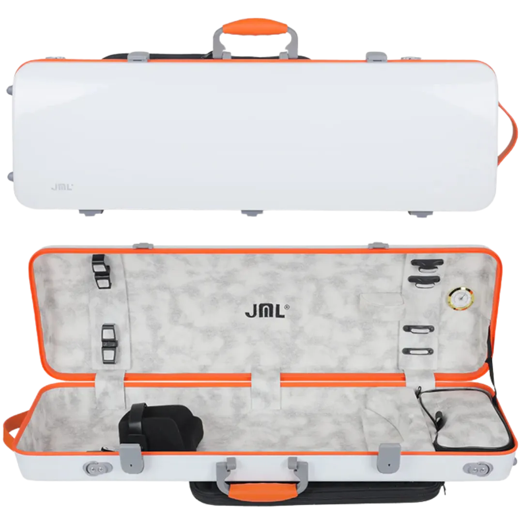 JML Carbon Fibre 1.8 Oblong Violin Case White with Orange 4/4