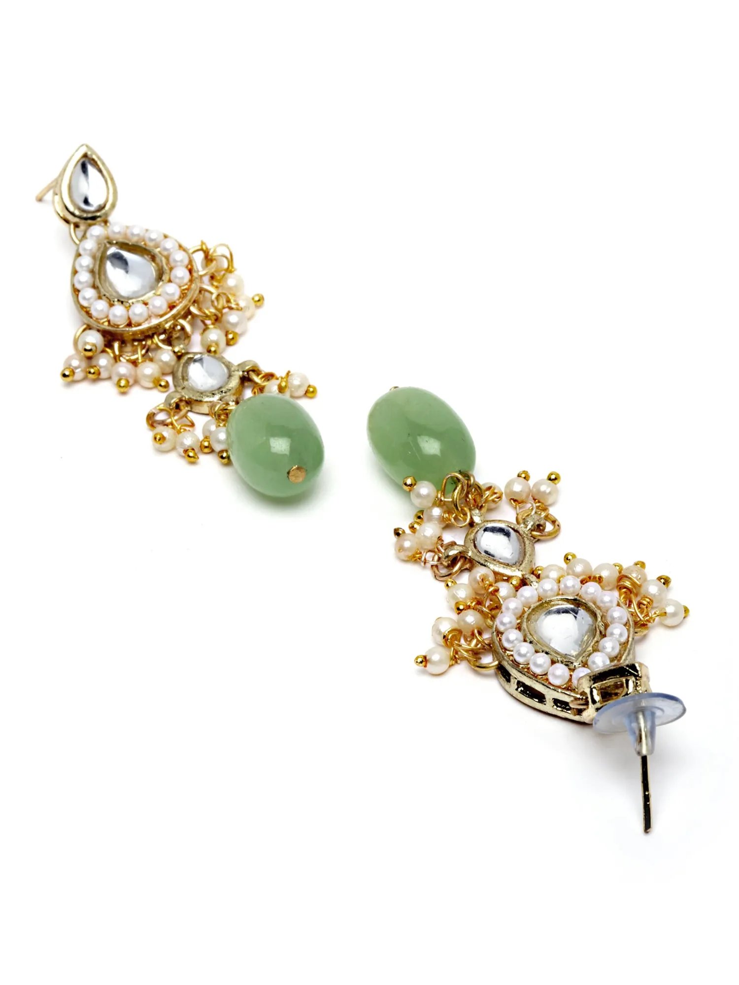 Karatcart Gold Plated Light Green Tumble Choker Necklace Set