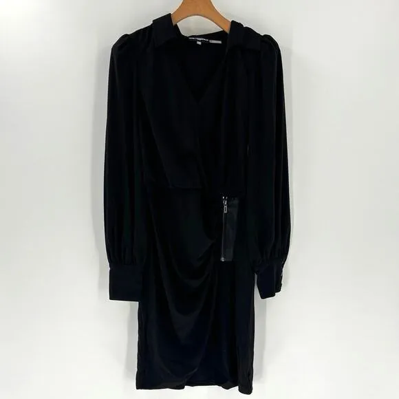 Karl Lagerfeld Paris Ruched Zip Faux Wrap Dress 6