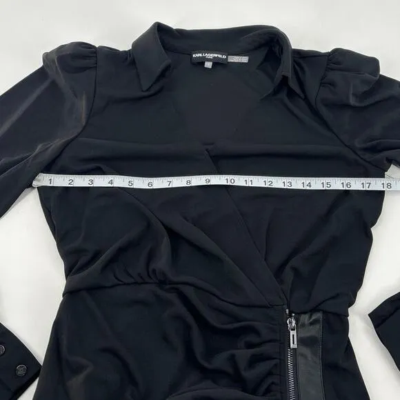 Karl Lagerfeld Paris Ruched Zip Faux Wrap Dress 6