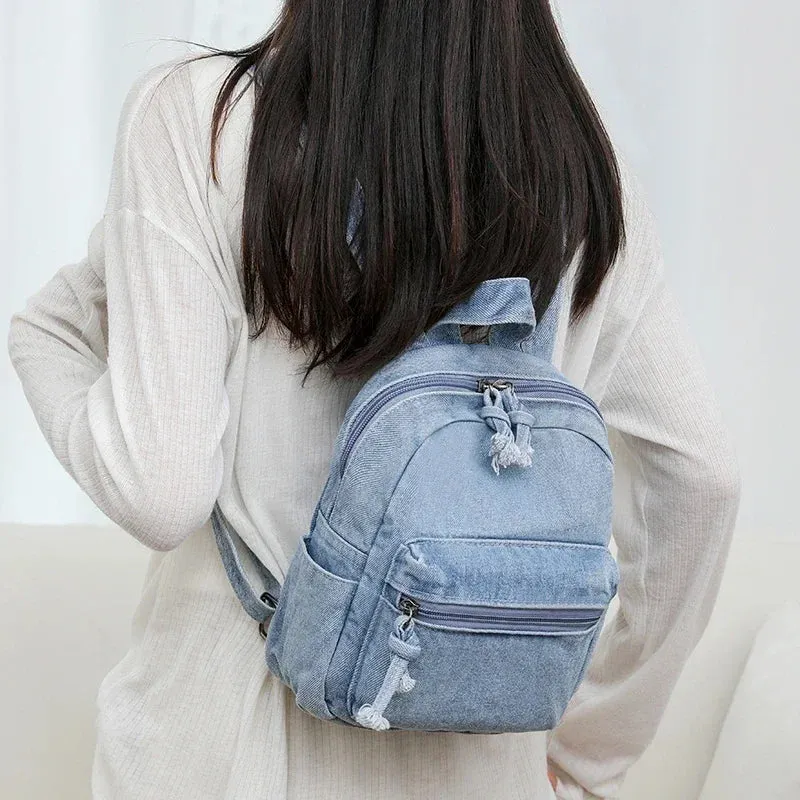 Kawaii Cowboy Zipper Backpack 🎒✨ | Soft Handle & Air Cushion Comfort | Large Capacity Denim Bag for Casual Adventures 💖🌟