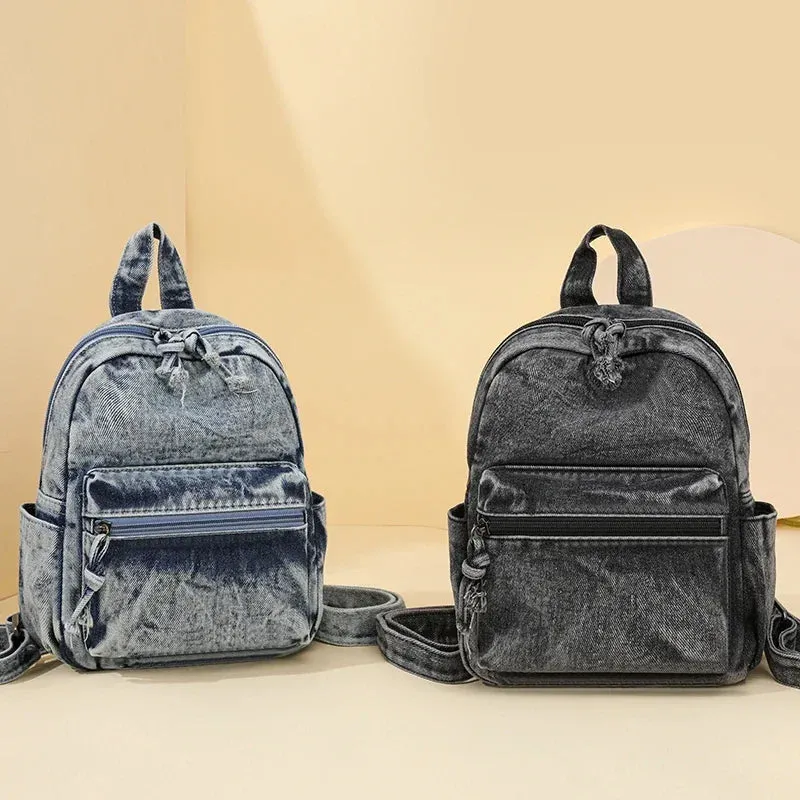 Kawaii Cowboy Zipper Backpack 🎒✨ | Soft Handle & Air Cushion Comfort | Large Capacity Denim Bag for Casual Adventures 💖🌟