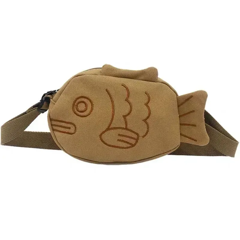 Kawaii Taiyaki Canvas Backpack 🍰🎒 | Cute Japanese Crossbody Bag for Women 💖✨