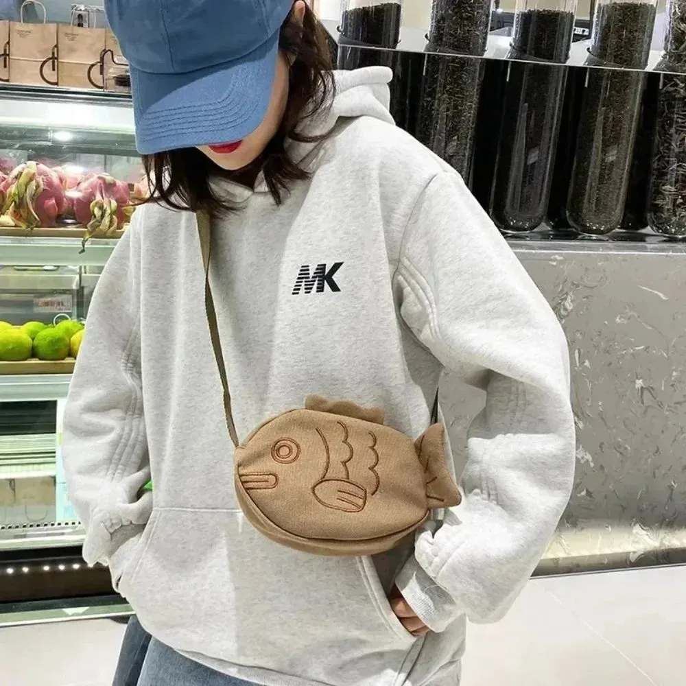 Kawaii Taiyaki Canvas Backpack 🍰🎒 | Cute Japanese Crossbody Bag for Women 💖✨