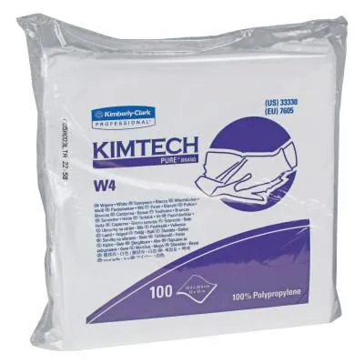 Kimberly-Clark Professional KIMTECH W4 Critical Task Wipers, Flat Double Bag, 12x12, White, 33330