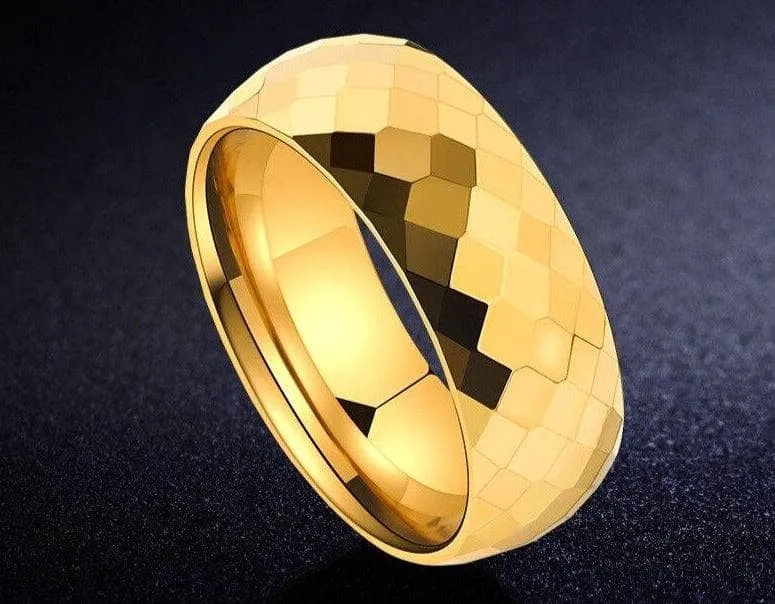 Korean Style Hip-Hop Golden Tungsten Carbide
