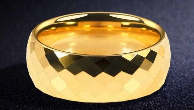 Korean Style Hip-Hop Golden Tungsten Carbide