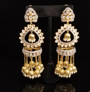 Kundan Statement Earrings With Tassel Jhumkas