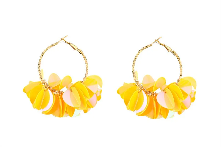 Ladies Fashion  Multiple Sequin  Dangling Earrings: Yellow