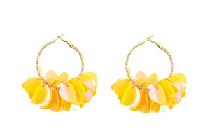 Ladies Fashion  Multiple Sequin  Dangling Earrings: Yellow