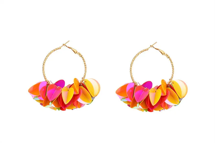 Ladies Fashion  Multiple Sequin  Dangling Earrings: Yellow