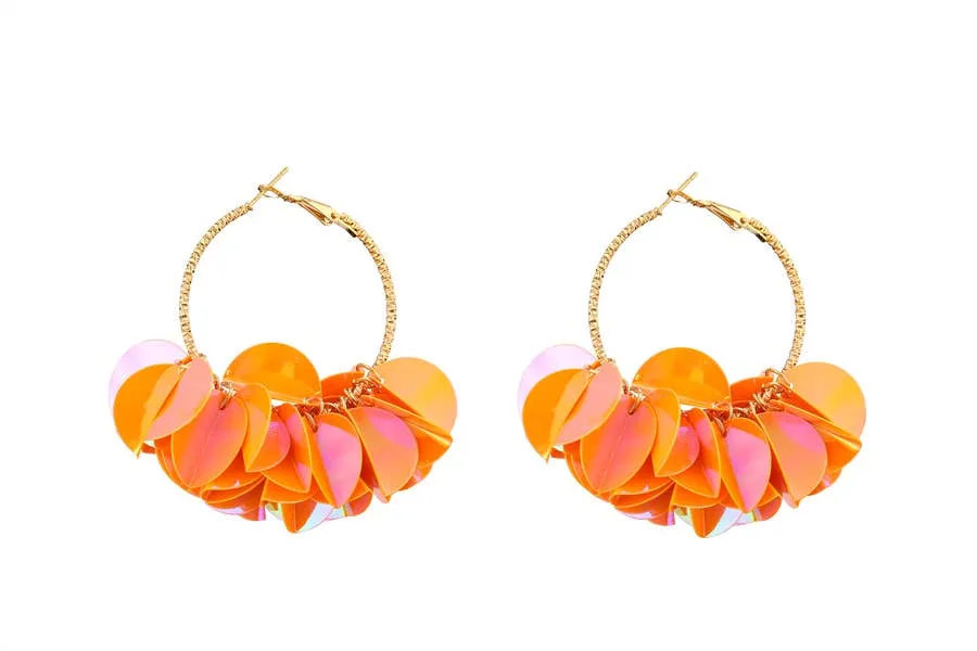Ladies Fashion  Multiple Sequin  Dangling Earrings: Yellow