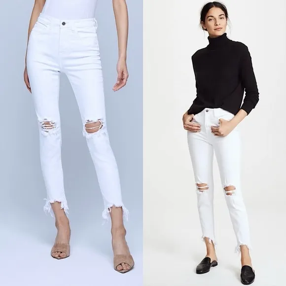 L'AGENCE High Line High Rise Skinny in Blanc Destruct White Size 23