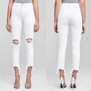 L'AGENCE High Line High Rise Skinny in Blanc Destruct White Size 23