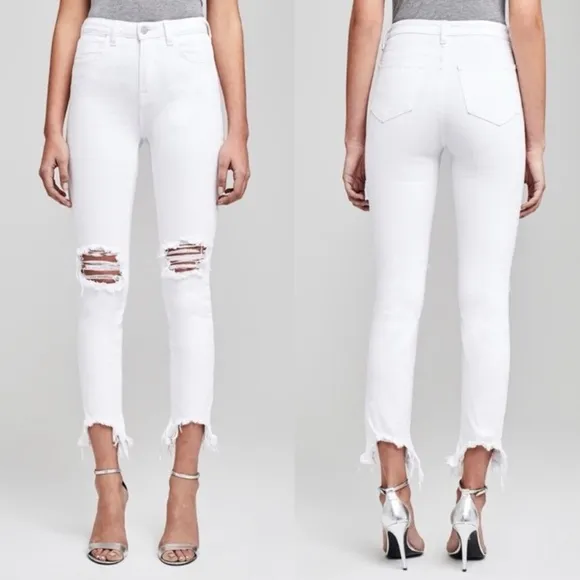 L'AGENCE High Line High Rise Skinny in Blanc Destruct White Size 23