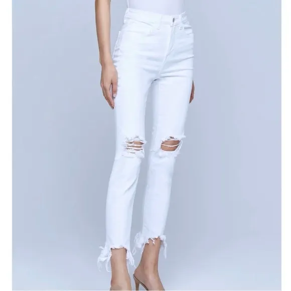 L'AGENCE High Line High Rise Skinny in Blanc Destruct White Size 23
