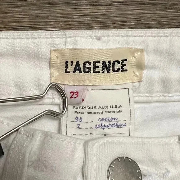L'AGENCE High Line High Rise Skinny in Blanc Destruct White Size 23