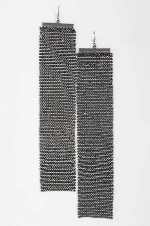 Large Rhinestone Drop Earring- Black/Clear