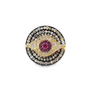 Large Ruby Evil Eye Fashion Ring
