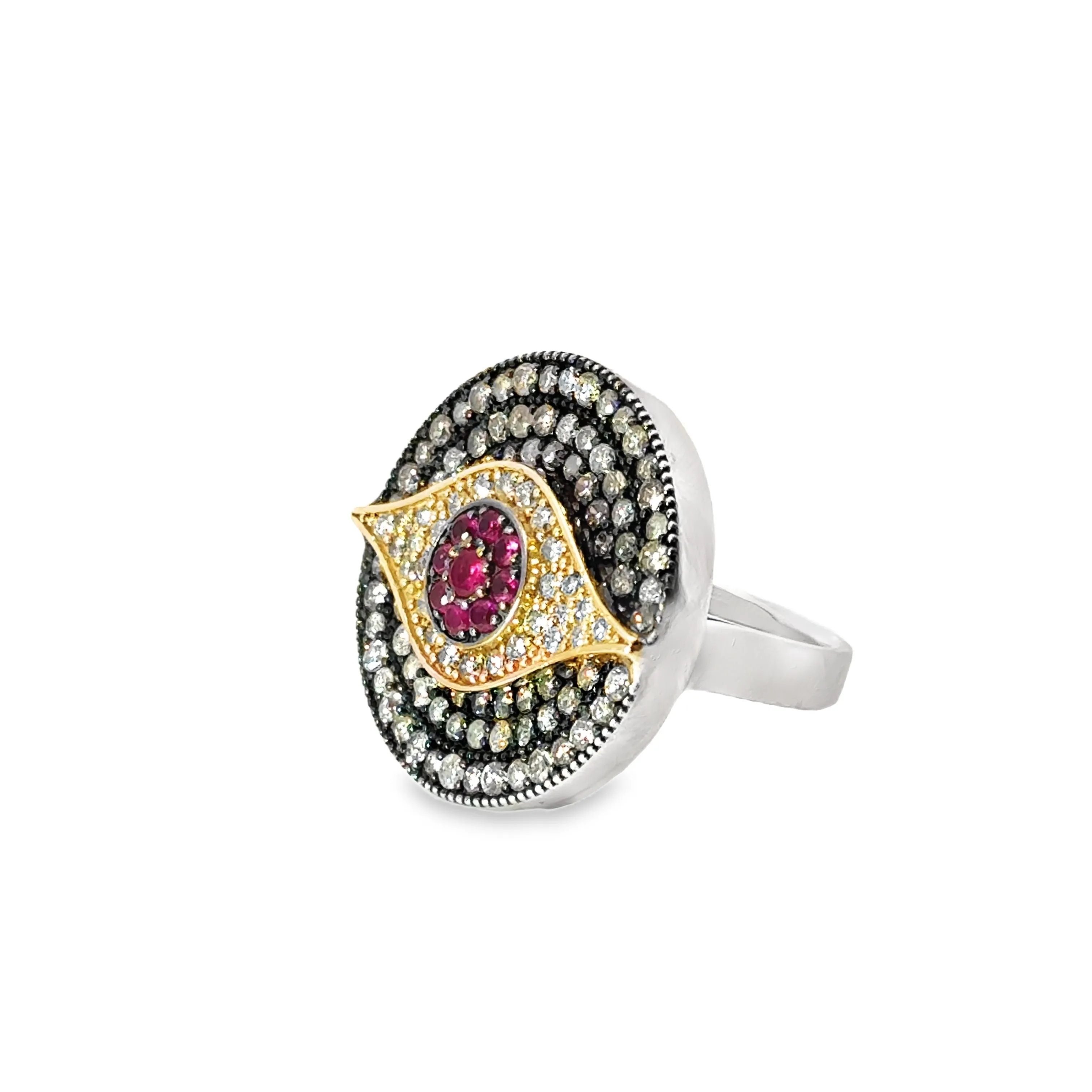 Large Ruby Evil Eye Fashion Ring