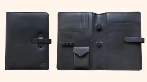 Leather Notebook Cover A5 - Compact - Black