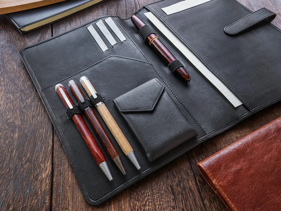 Leather Notebook Cover A5 - Compact - Black
