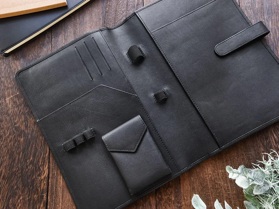 Leather Notebook Cover A5 - Compact - Black