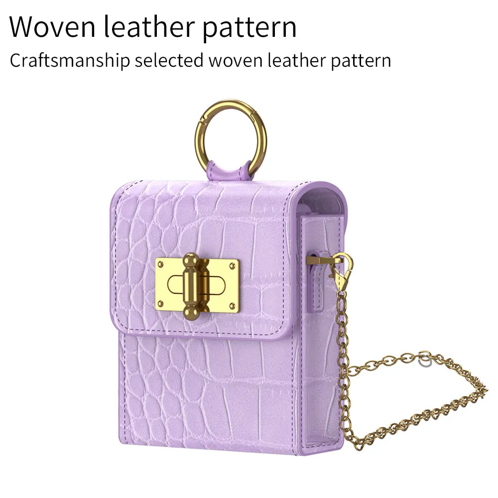 Leather Pattern Mini Backpack Shoulder Case For Samsung Flip5 Flip4 Flip3
