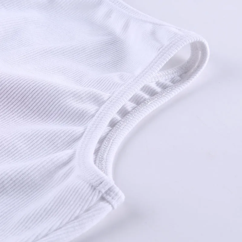 Letter print body revealing the chest exposed umbilical cord neck short vest top female wear