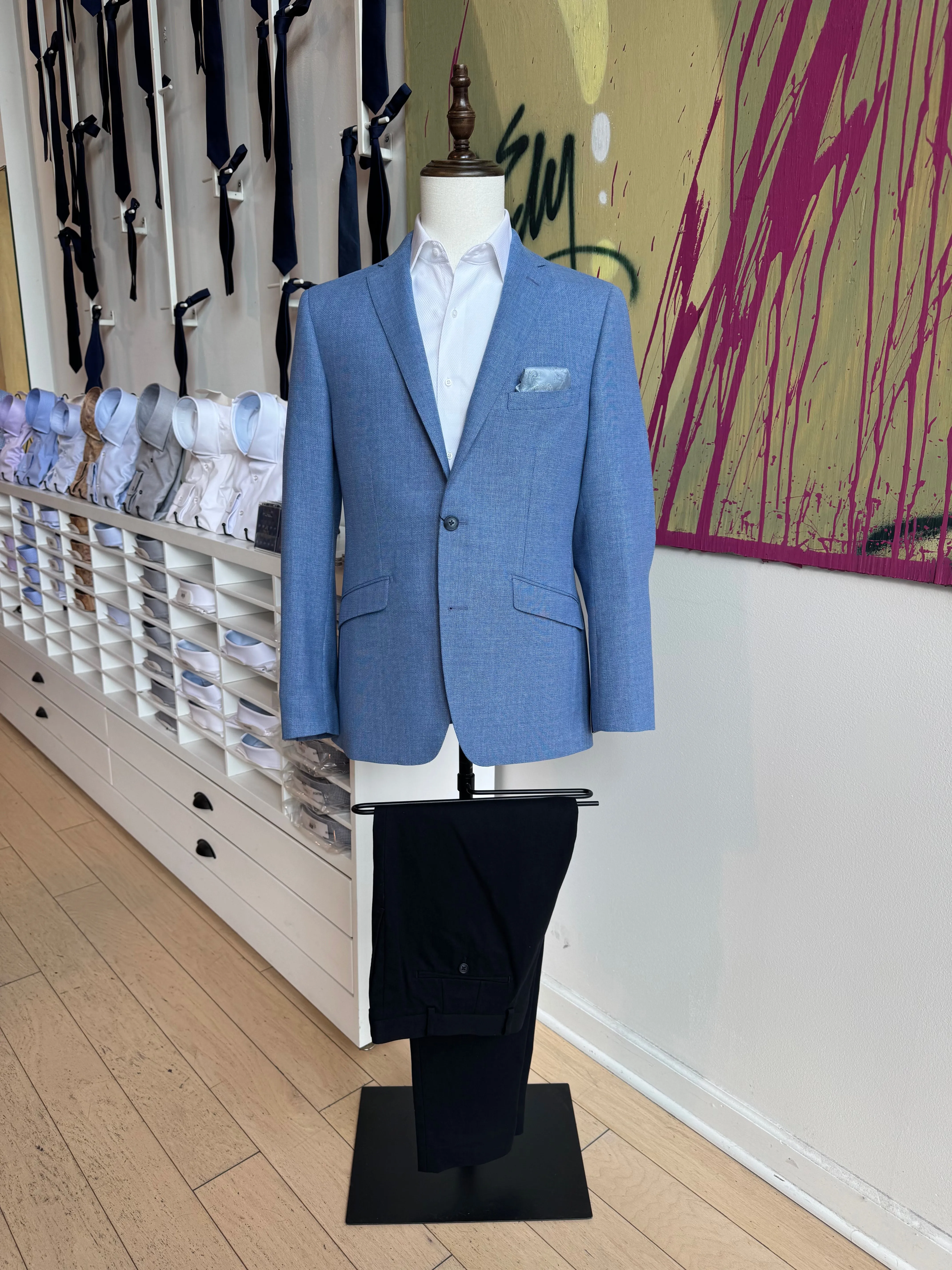 Light Blue Italian Hopsack Blazer