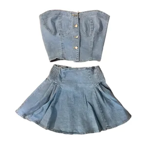 LIGHT DENIM SKIRT AND CORSET