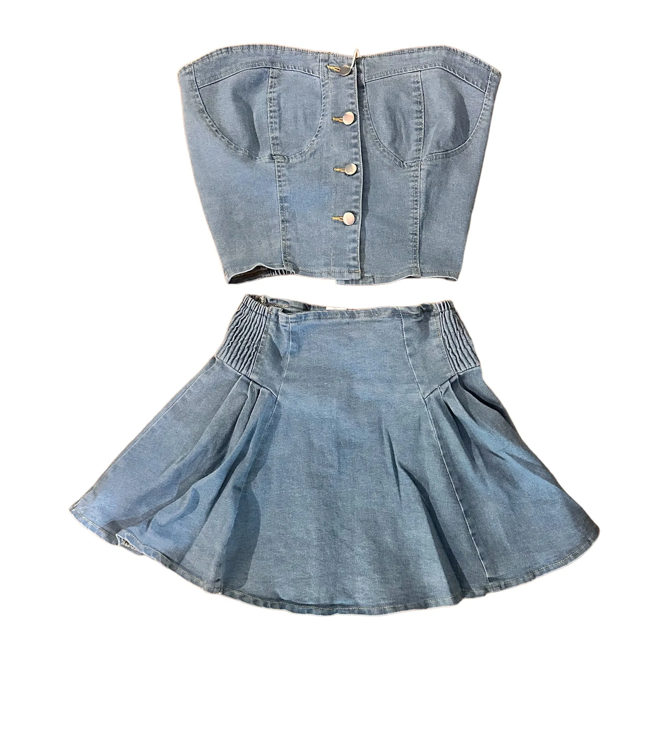 LIGHT DENIM SKIRT AND CORSET