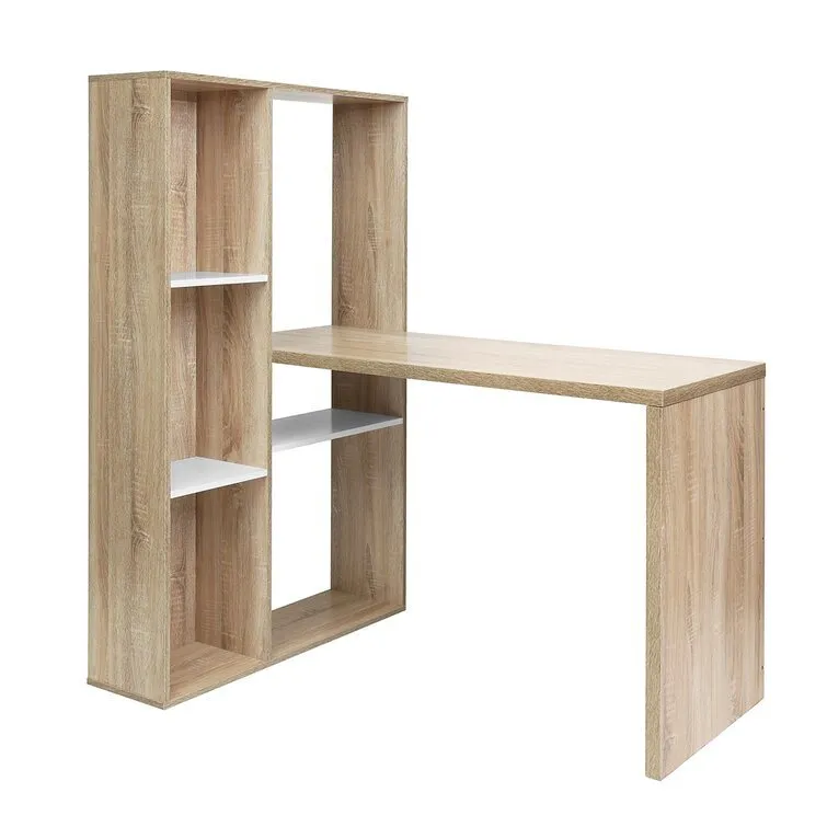 Light Oak Office Desk with 3 Shelf