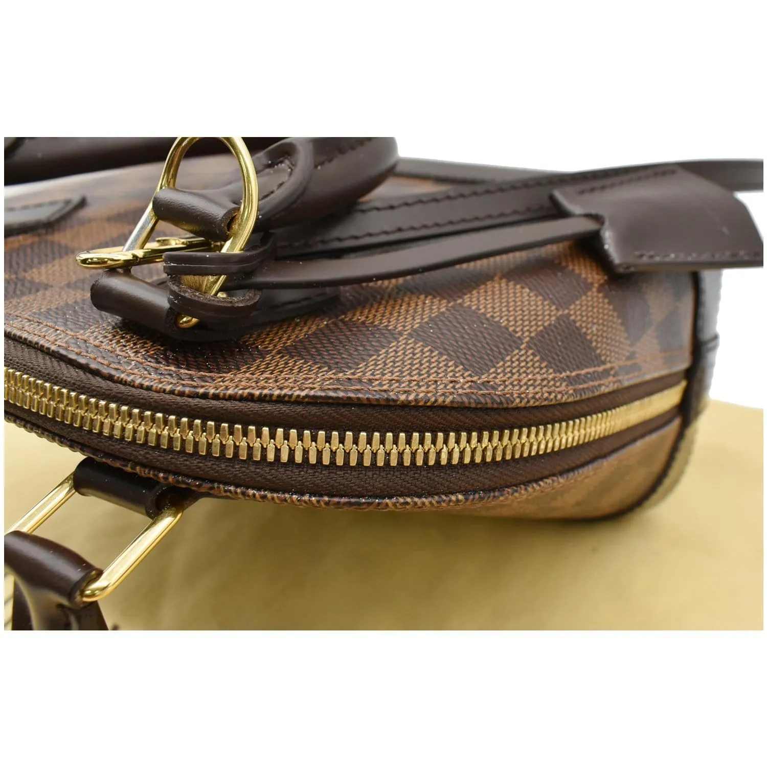 LOUIS VUITTON Alma BB Damier Ebene Satchel Bag Brown