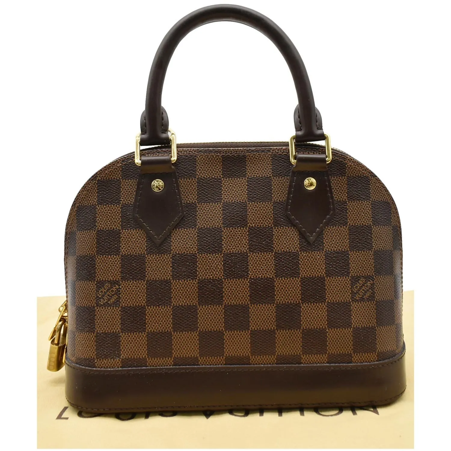 LOUIS VUITTON Alma BB Damier Ebene Satchel Bag Brown