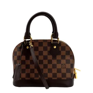 LOUIS VUITTON Alma BB Damier Ebene Satchel Crossbody Bag Brown