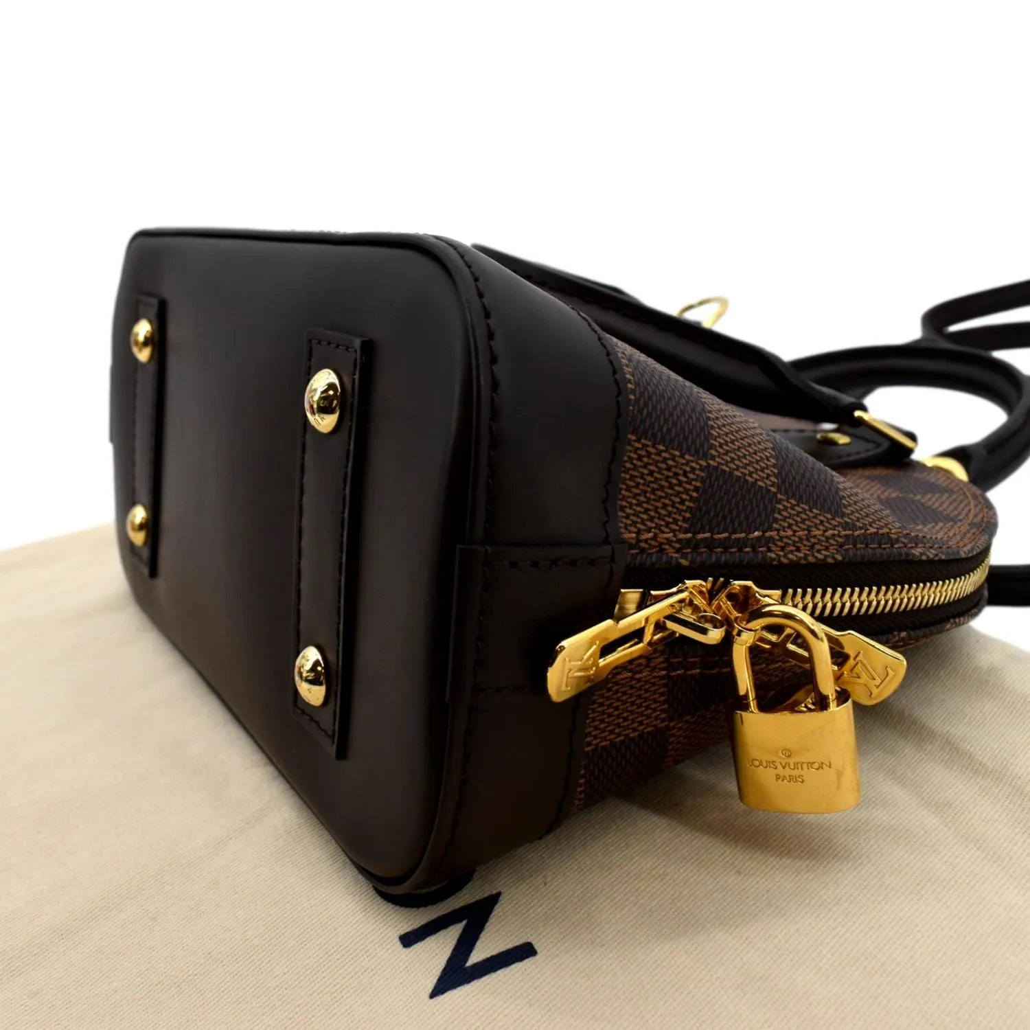 LOUIS VUITTON Alma BB Damier Ebene Satchel Crossbody Bag Brown