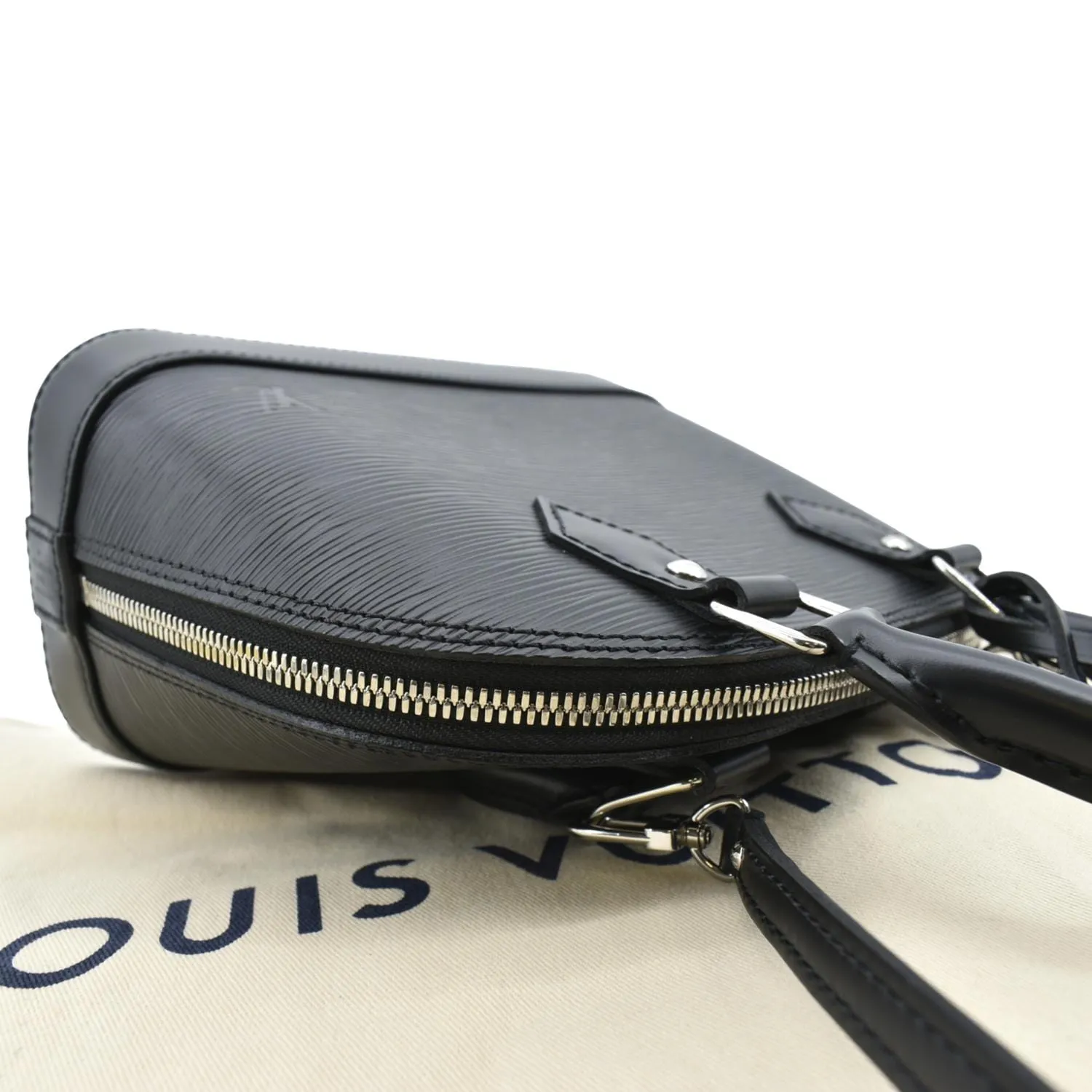 LOUIS VUITTON Alma BB Epi Leather Satchel Crossbody Bag Black