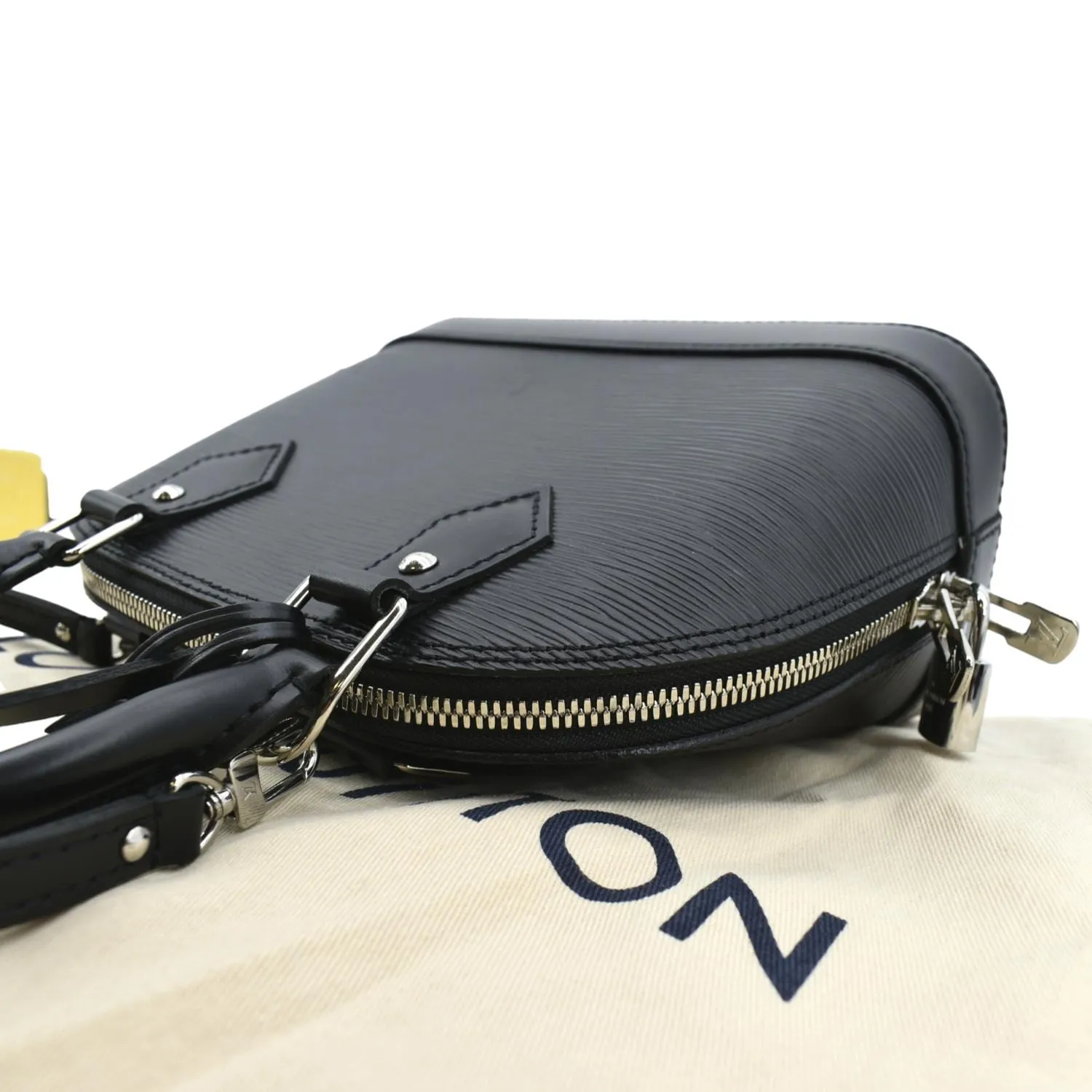 LOUIS VUITTON Alma BB Epi Leather Satchel Crossbody Bag Black