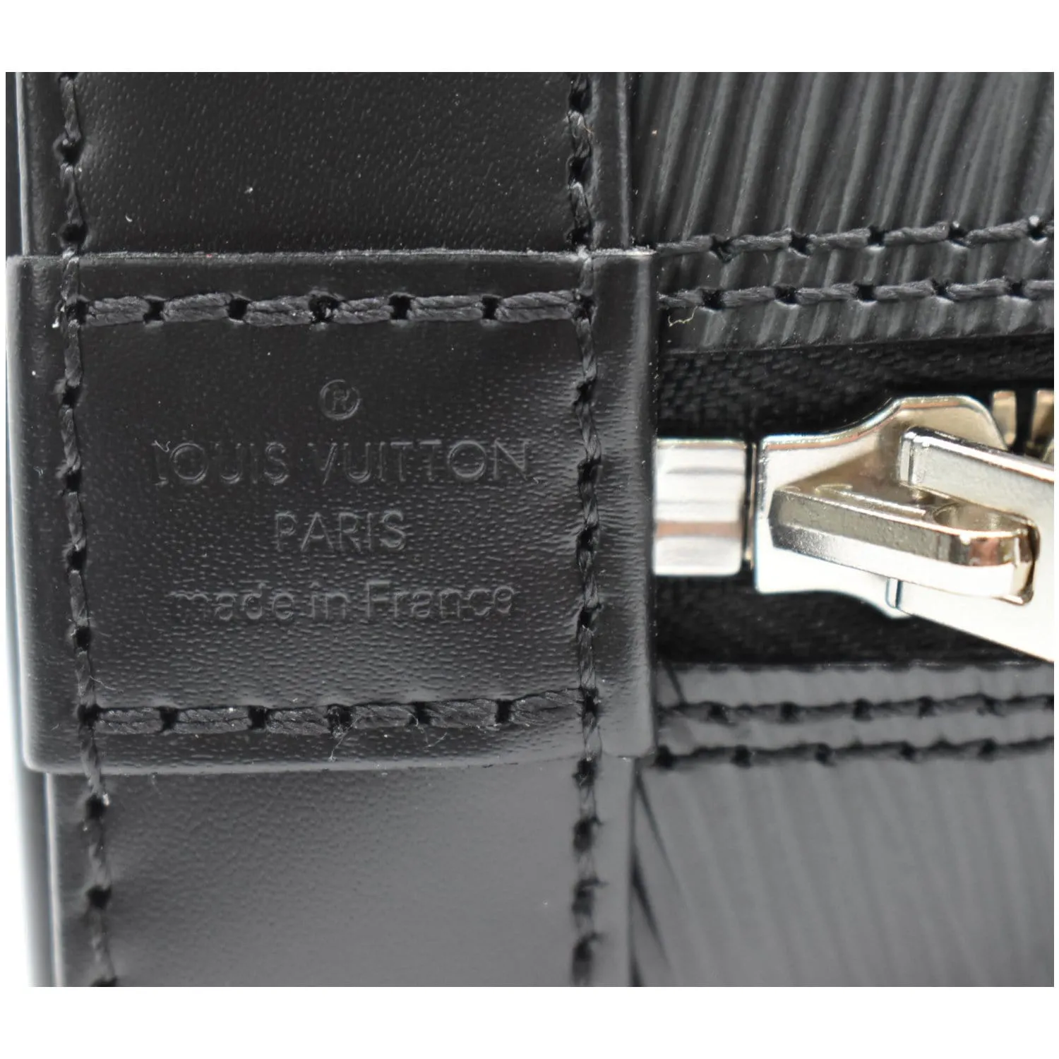 LOUIS VUITTON Alma BB Epi Leather Satchel Crossbody Bag Black