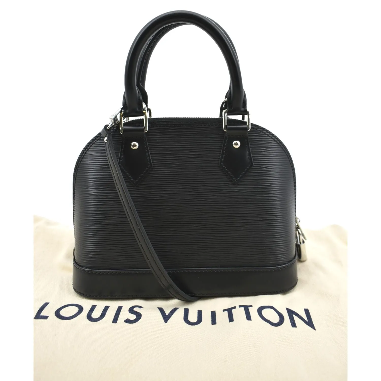 LOUIS VUITTON Alma BB Epi Leather Satchel Crossbody Bag Black