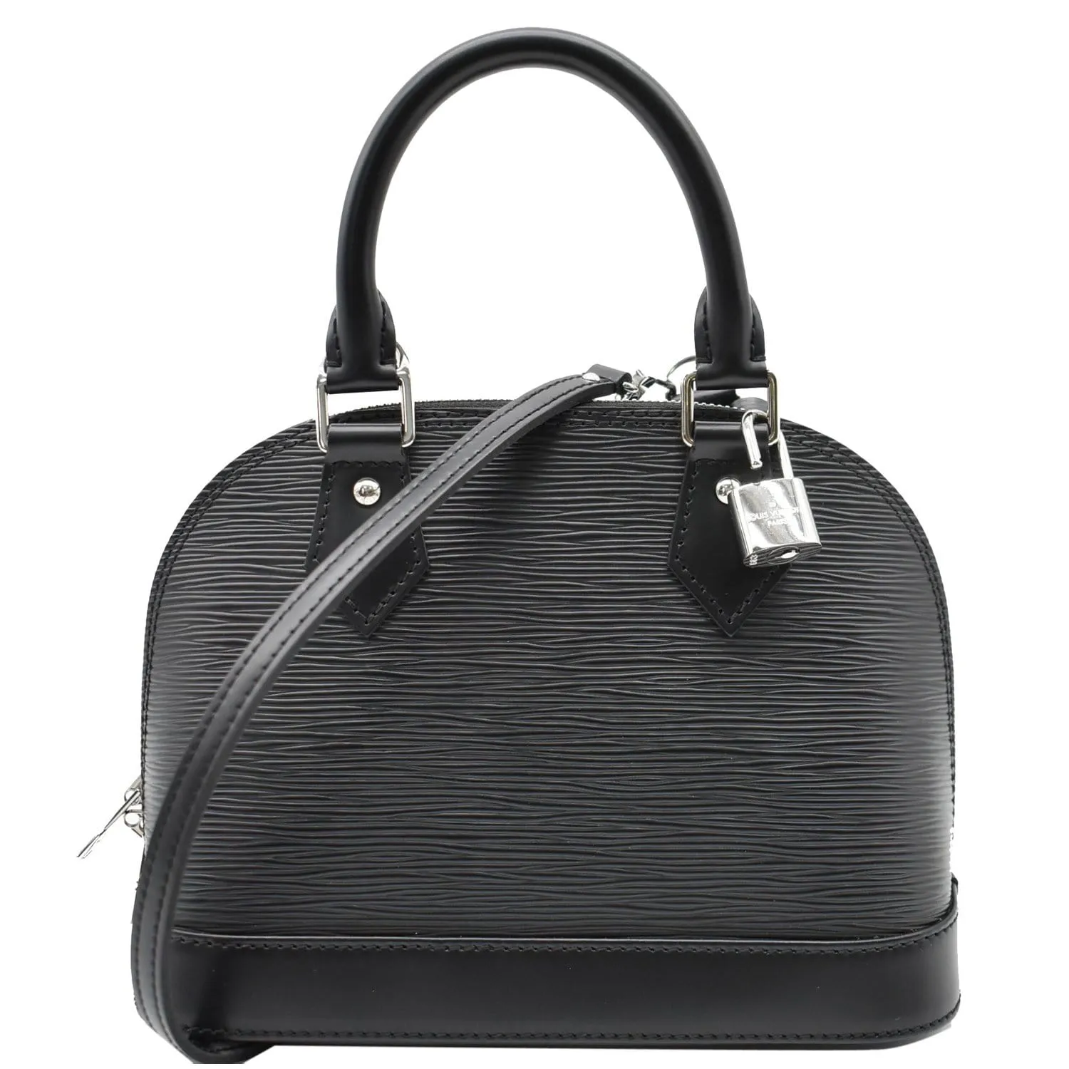 LOUIS VUITTON Alma BB Epi Leather Satchel Crossbody Bag Black
