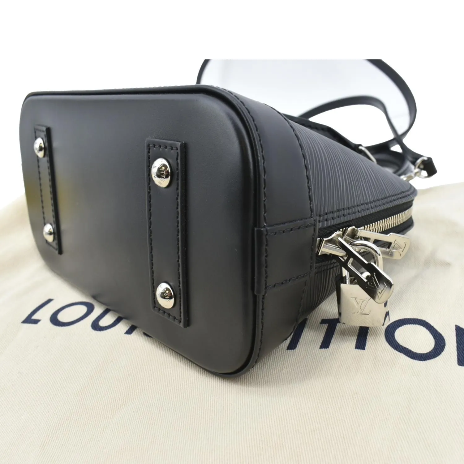 LOUIS VUITTON Alma BB Epi Leather Satchel Crossbody Bag Black