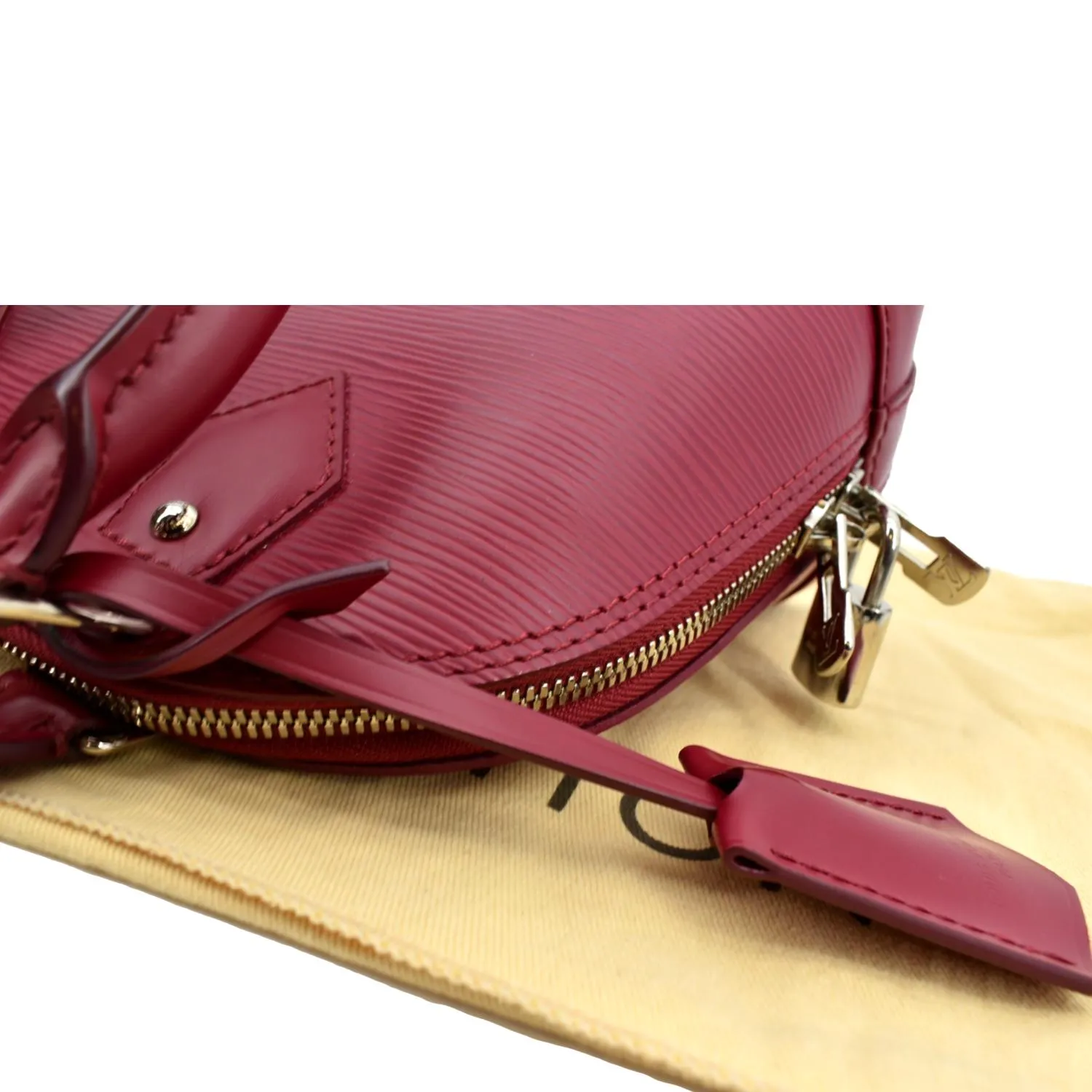 LOUIS VUITTON Alma BB Epi Leather Satchel Crossbody Bag Red